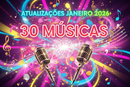 criar uma imagem escrito atualizações janeiro 2026 com 30 músicas